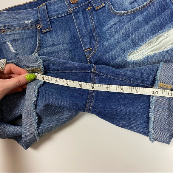 J Crew Medium Dark Wash Cuffed Denim Shorts Size 24 - Picture 6 of 12